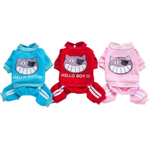 New soft and warm dog pajamas cute pet dog clothes Yorkshire Chihuahua dog clothes cat cartoon clothes pet dog warm clothes