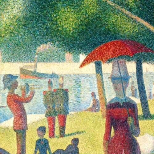 Details from A Sunday on La Grande Jatte 1884 By Georges Seurat canvas prints landscape Lady with umbrella pictures home decor