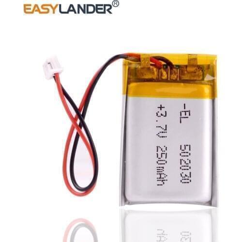 Polymer lithium ion battery 3.7 V, 502030 JST1.25 2p 250mah