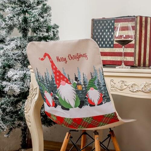 Christmas Home Decoration Linen Like Non-Woven Fabric Chair Covers Universal Size Dining Room