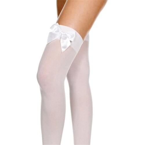 Sexy Womens Hosiery Pink Bow Stay Up Thigh High Silk Stockings Hose.Ladies Sweet Bow Stockings Pantyhose 2 Colors