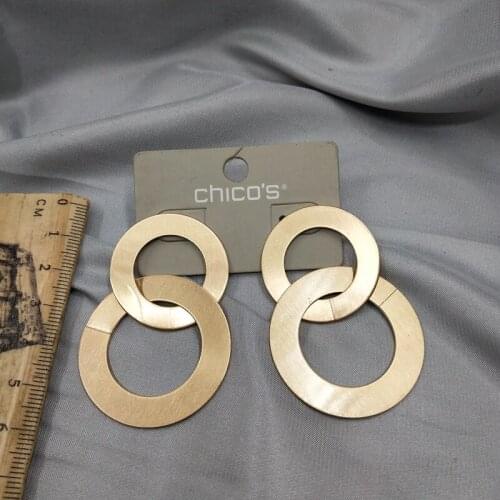 With Qingdao jewelry earring model fashion double ring polishing wiredrawing stud earrings earrings D86 without card