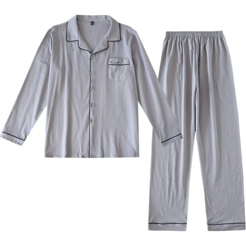 Shanghai Story Spring 2 Pieces Pajama Long Sleeve Pjs Sets Button Down Cotton Sleepwear for Men