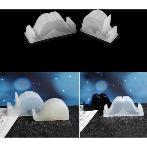 Cute Beard Elephant Shape Phone Stand Silicone Mold Phone Bracket Holder Epoxy Resin Molds for DIY Decoration Craft Making Tool