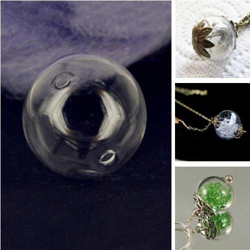 5PCS 10-30MM Glass Globe necklace Pendant With Opening hole on both ends clear round bubble glass vial jewelry accessory
