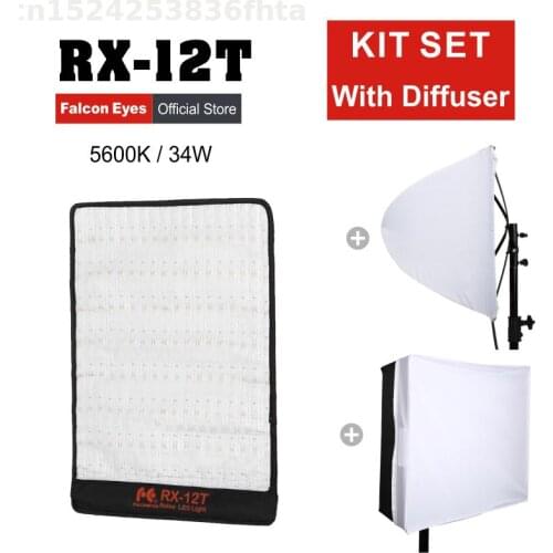 Falcon Eyes LED Light For Camera Professional Video Studio 34W 5600K Portable Flexible Photo Lighting RX-12T with Diffuser