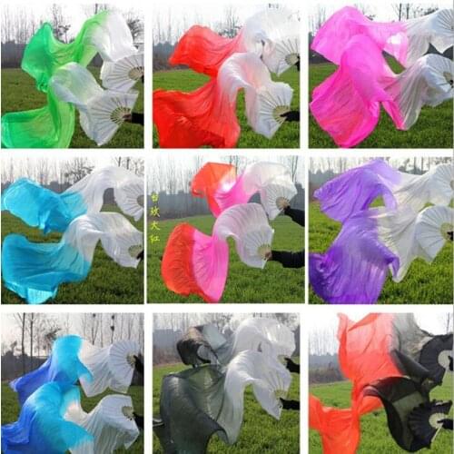 New Oriental Dance 100% real silk Fan Veils for Adult/Kids Professional Stage Training dancing Fan Belly Dance Props