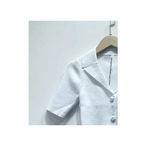 2021 Spring Women Knitted Sweater Cardigan Short Sleeve Thin Sweater Single-Breasted Knitwear Tops and Shirt Female Outfit