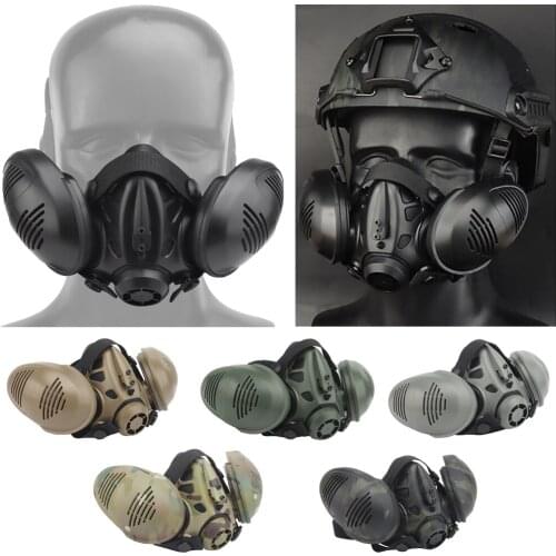 Military Paintball Airsoft CS War Games Tactical Respirator Mask Half Face Gas Mask Bilateral For Cosplay Protective Equipment