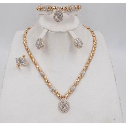 High Quality Dubai Gold color Jewelry Set For Women african beads jewlery fashion necklace set earring jewelry