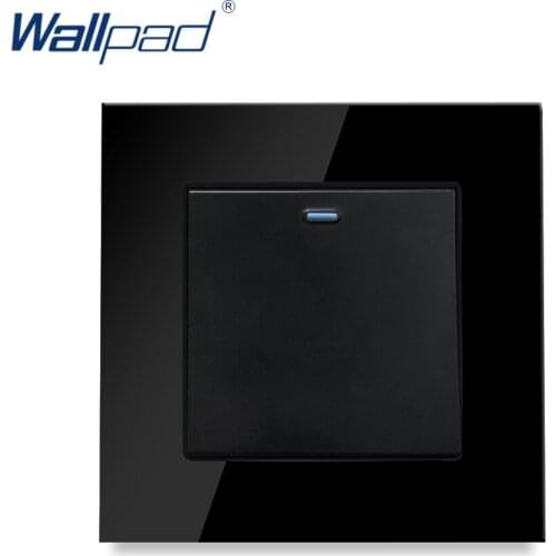 Wallpad 1 Gang 1 Way Switch Black Crystal Tempered Glass Panel 86*86mm AC110-250V