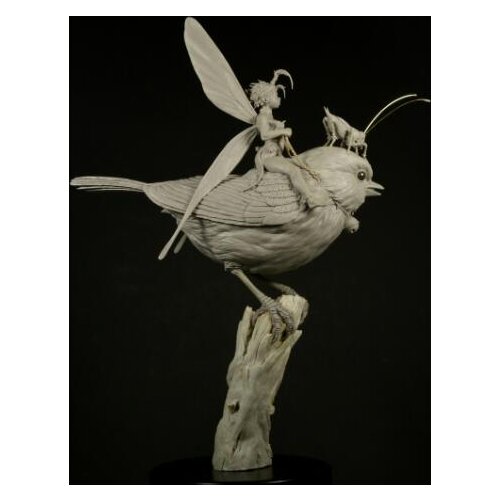 1/32 Scale Elf with bird Unpainted Resin Figure Building Kit