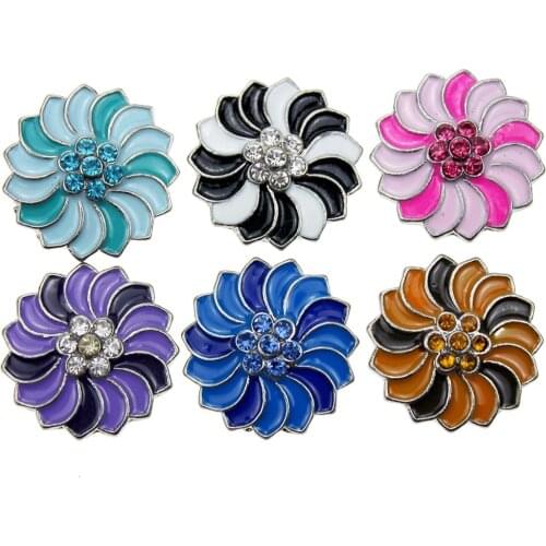 10PCS/LOT High Quality 18mm Rhinestone Flower Snap button Women Snap Jewelry Fit Snap Bracelet Necklace Jewelry