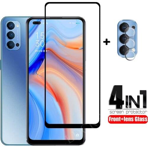 2Pcs For OPPO Reno 4 Glass Tempered Glue Glass Hard HD Screen Protector Screen Camera Lens Film For Reno 4 4G Reno4 5G Lens