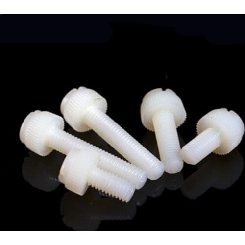 20-100pcs M3 M4 M5 M6 M8 white Nylon knurled Thumb Screw PA66 Nylon Plastic Hand Twist Screw Computer Hand Tighten Screws
