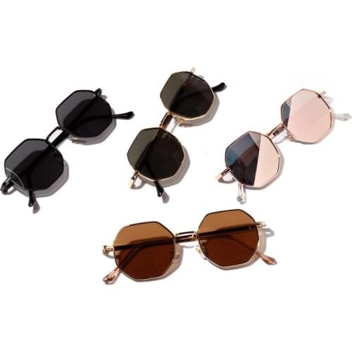 2020 Luxury Pink Lens Round Sunglasses Retro Polygon Sunglasses Men Women Vintage Small Frame Mirror Color Sunglasses Oculos De