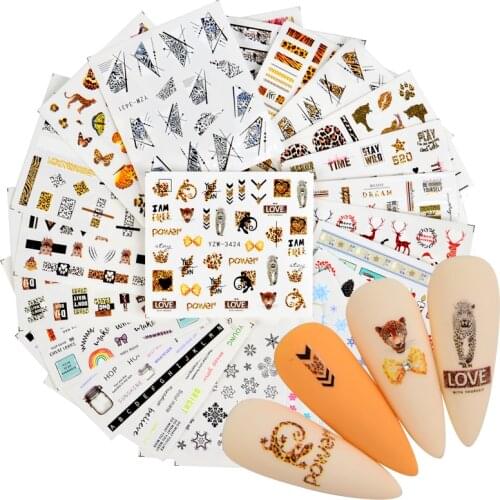 2021 New arrived 3D Nail Stickers Decals black color Snake leopard Pattern Style Adhesive Stickers Nail Art Decoration Supplies