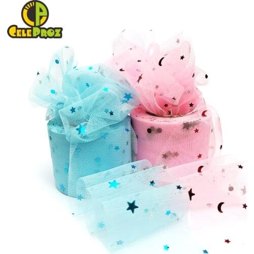 25Yards 6m Glitter Star Tulle Spool Confetti Sequin Mesh Ribbon Roll Spool Tutu Pom Soft Squine Tulle DIY Crafts Party Supplies