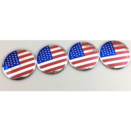 4Pcs 56mm United States Flag Auto Wheel Center Hub Cap Badge Emblem Decal Sticker Car Accessories