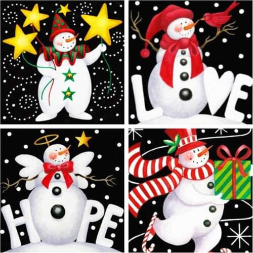 AZQSD Diamond Painting Full Square Snowman Craft Kit Diamond Mosaic Cartoon Christmas 5d Diamond Art Pictures Of Rhinestones
