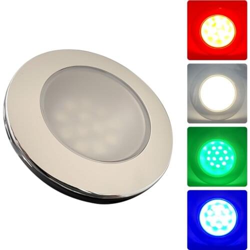 Marine Boat RV Stainless Steel Red Blue Green White LED Ceiling Cabin Dome Interior Light DC12V