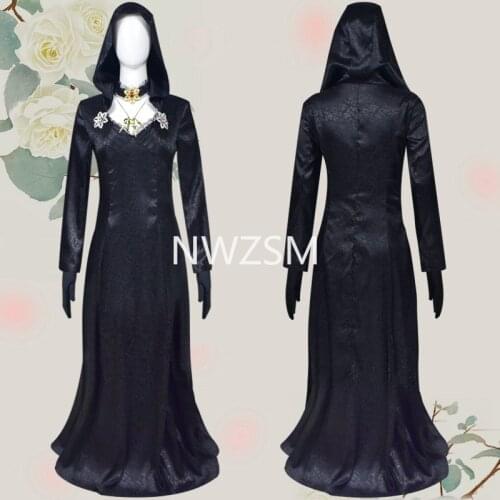Anime Bela Cassandra Daniela Cosplay Costume Game Lady Dimitrescu Madam Dress Vampire Necklace Tattoo Brooch Halloween