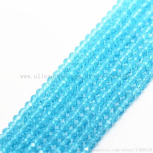 Isywaka Lake blue Color 1800pcs 2mm Rondelle Austria faceted Crystal Glass Beads Loose Spacer Round Bead for Jewelry Making