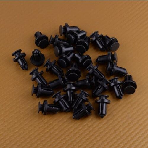 Car 30Pcs Black Nylon Push-Type Bumper Fastener Retainer Clips Rivet Interior Accessories 01553-09241 0155309241 Fit For Nissan