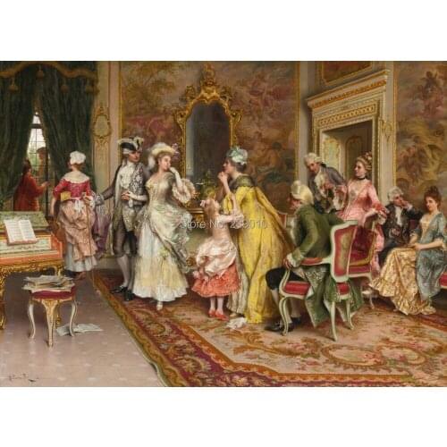 Free shipping Music Performance oil painting canvas prints court figure oil painting on canvas home decoration picture