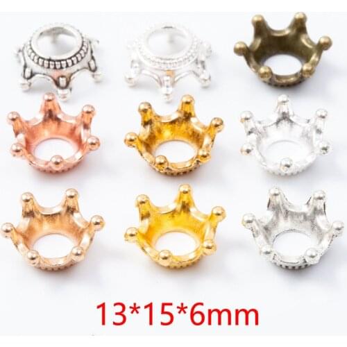 20 PCS/lot Diameter 6mm Crown Spacer Beads Gold Color Antique Silver Color DIY Jewelry Charm Bracelet Charms