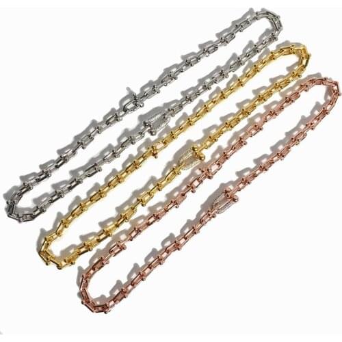 Punk chain necklace zircon spiral buckle pendant necklace women 2020 latest design charm jewelry bohemian short necklace