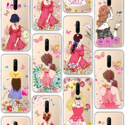 Ciciber Funda Case for Oneplus 9 7 8 7T 9R 6 6T Nord N10 N100 Pro Soft Silicone Case Luxury Flora Girl Flower Vogue Coque Capa