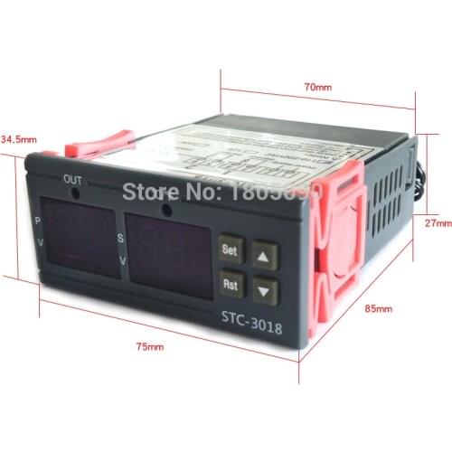 STC-3018 DC12V DC24V AC110V-220V Dual Digital Temperature Controller Switch Celsius & Fahrenheit C/F Thermoregulator Thermostat