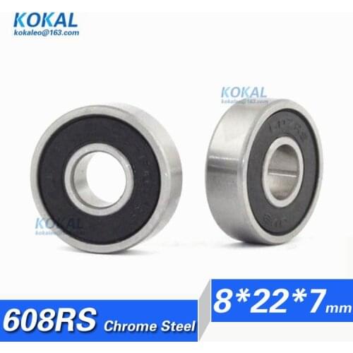 [CM608RS]Free Shipping 10pcs deep groove ball bearing Gcr15 steel inner diameter 8mm bearing bike bearing 608RS 608RZ 8*22*7mm