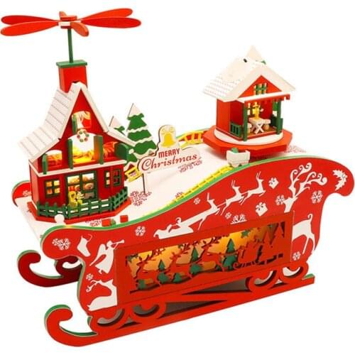 DIY Wooden Dollhouse Miniature Furniture With LED Light Kit Christmas Eve House Dollhouses Assemble Toy Children Birthday Gift