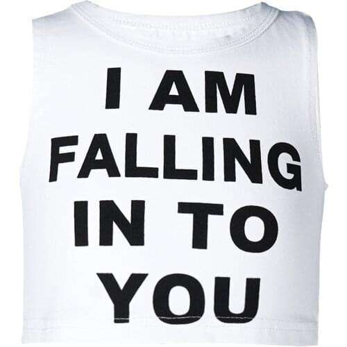 Kids Girls Sport Tanks Tops Cotton Sleeveless Letters Print Vest Crop Top For Children Hip Hop Jazz Dance Performance Costume