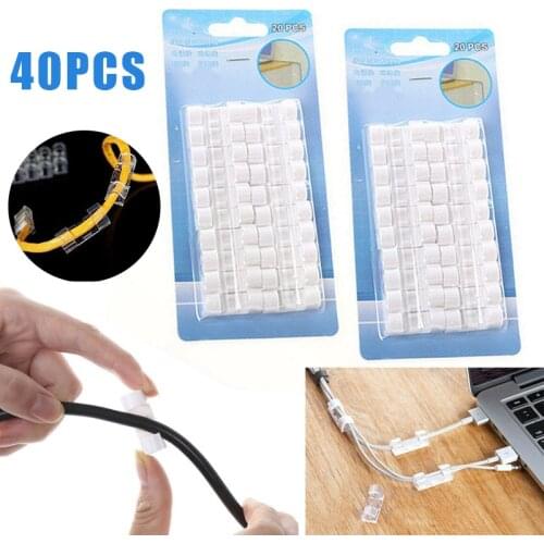 40pcs Self-adhesive Wire Organizer Securing Cable Clips Clamp Storage Buckle For USB Charger Cord Management Cable Organizer