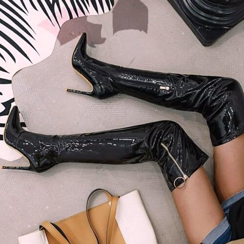 Doratasia 2020 Big size 48 in stock sale thin high heels pointed toe party shoes women over the knee boots female