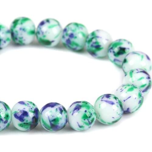 DoreenBeads 8mm Glass Beads Round Multicolor Loose Spacer for Jewelry Making Bracelets Jewelry Gift,1Strand(Approx 42PCs/Strand)