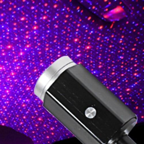 Two-color Car Roof USB Starry Sky LED Light Auto Interior Projector Atmosphere Night Lamp with/without Voice Control