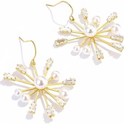 European and American Artificial Pearl Earrings Women Korean Irregular Shape CZ Stone Earrings Fashion Accessories