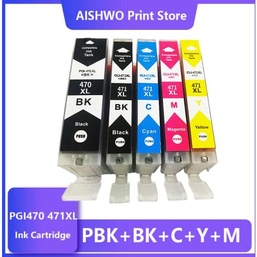 5 PACK PGI-470 CLI-471 pgi470 cli471 470 471 Full Ink cartridge compatible for Canon PIXMA MG5740 MG6840 TS5040 TS6040