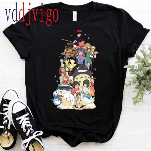 Totoro Harajuku Ullzang T Shirt Women Studio Ghibli Kawaii T-shirt Miyazaki Hayao spirited away Tshirt Cute 90s Top Tees Female