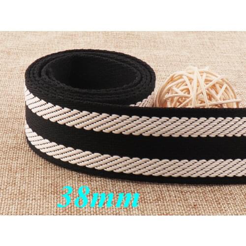 38mm Black White Jacquard Webbing cotton webbing Bag Purse Straps bag strap purse strap handbag strap bag handle canvas