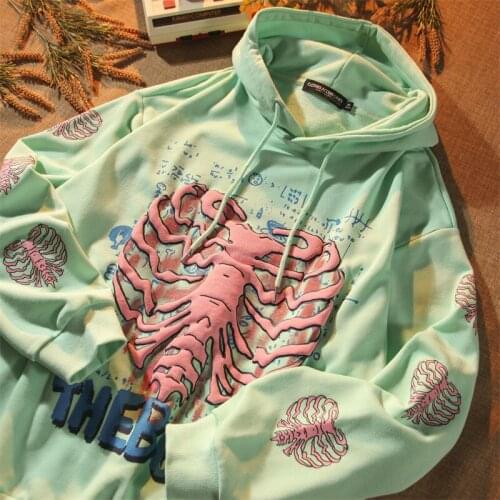 Punk Gothic Skull Print Graphic Hoodies Women Hip Hop Streetwear Sweatshirt Fashion for Teens Clothes 2021 New Couples Harajuku