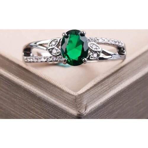 Classic Simple Blue Green White Crystal Zircon Ring Trendy Silver Color Wedding Jewelry Engagement Band Rings For Women D5M780