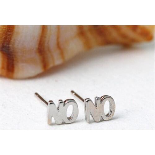 Korean Style 925 Silver Color Small Stud Earring Letter NO Shape for Women Set Stud Earring Jewelry Girl Gifts Accessories