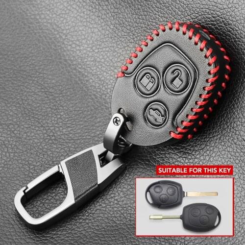Leather Key Case Cover For Ford Focus KA Galaxy Mondeo Transit Connect Cougar Puma Fushion Keyless Fob Shell