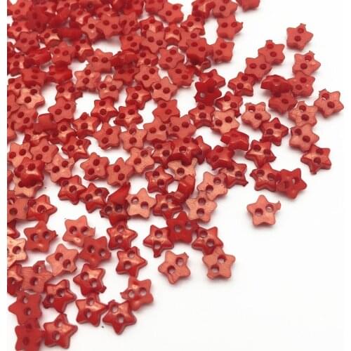 1000pcs Red 6mm Stars Tiny Mini Buttons Plastic Sewing Doll Clothes 2 Holes Button Embellishments Scrapbooking Accessories