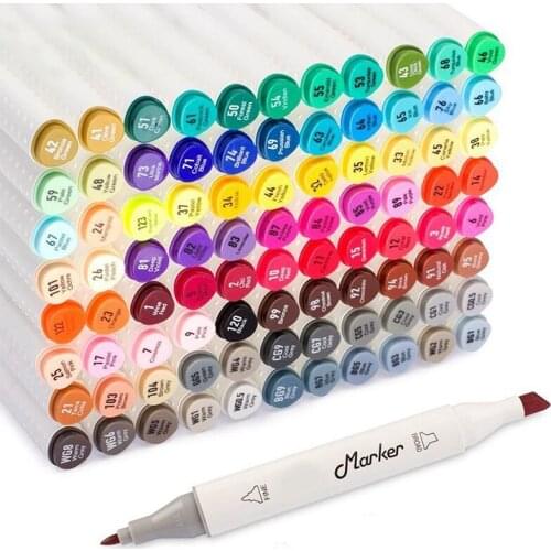 Art 80 Colors Dual Tip Art Markers,Permanent Marker Pens Highlighters with Case Perfect for Illustration Adult Coloring